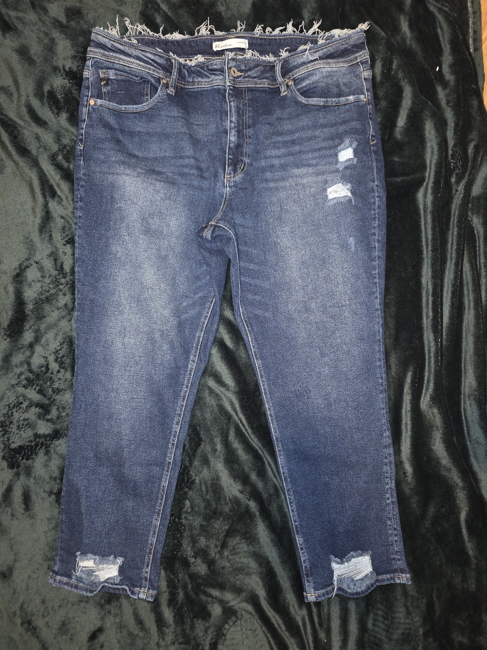 KanCan Dark Blue Distressed Ankle Jeans Sz 22